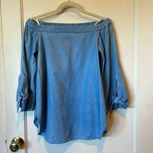 Tibi Off the Shoulder Bubble Tie Sleeve Tunic Top